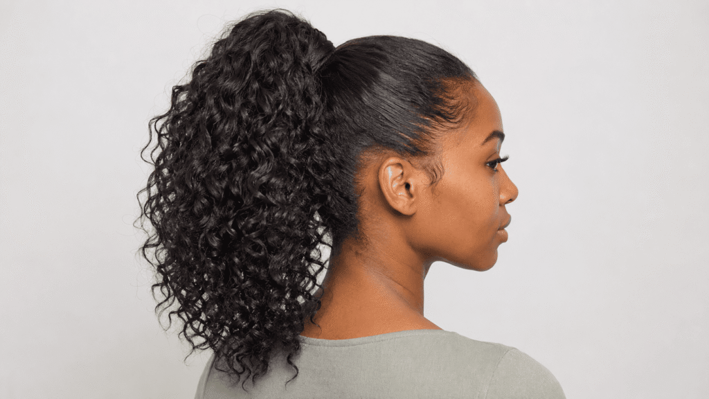 Textured high ponytail with smooth roots for humid summer weather