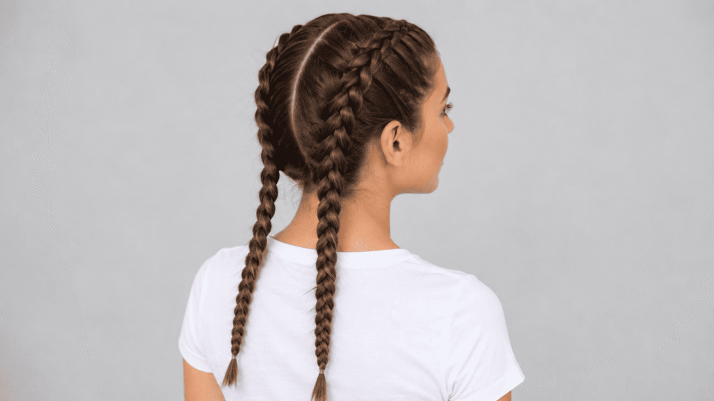Secure double Dutch braids hairstyle for hot and humid days