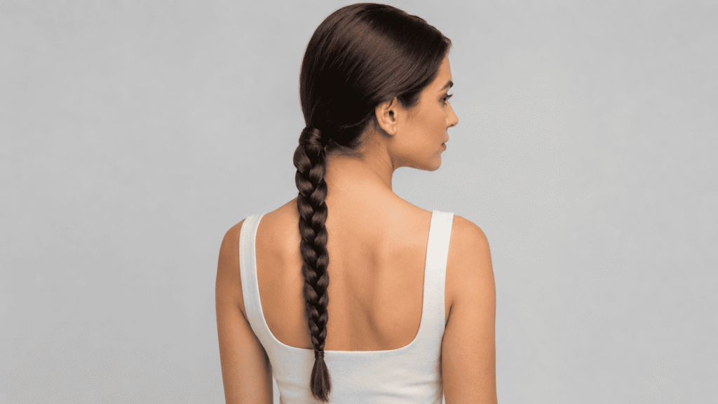Braided low ponytail hairstyle for controlling hair in humidity
