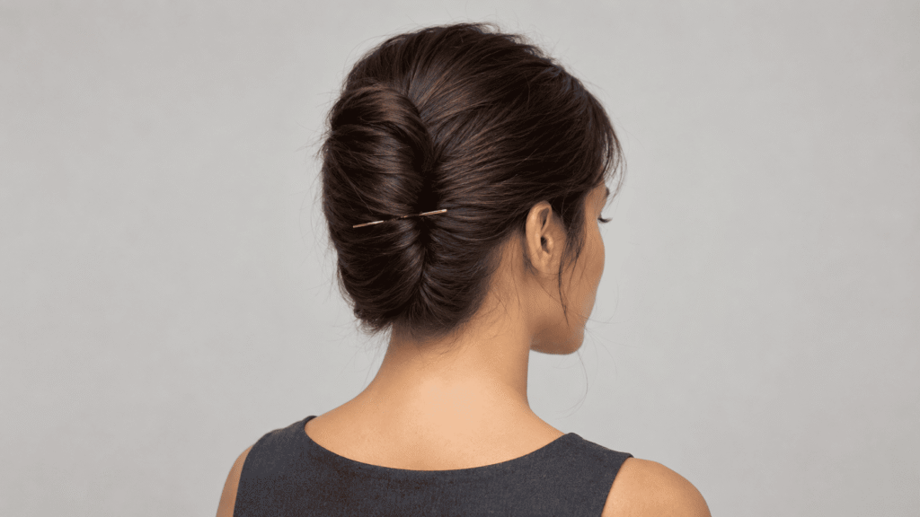 French-pin vertical twist updo for hot and humid August days