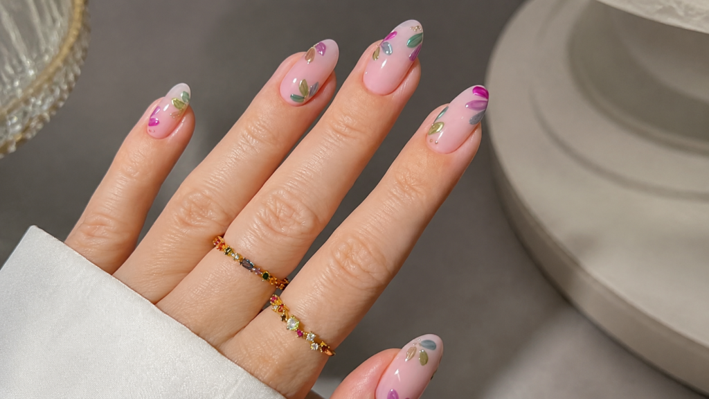 Pastel Floral 3D Gel Nail Art